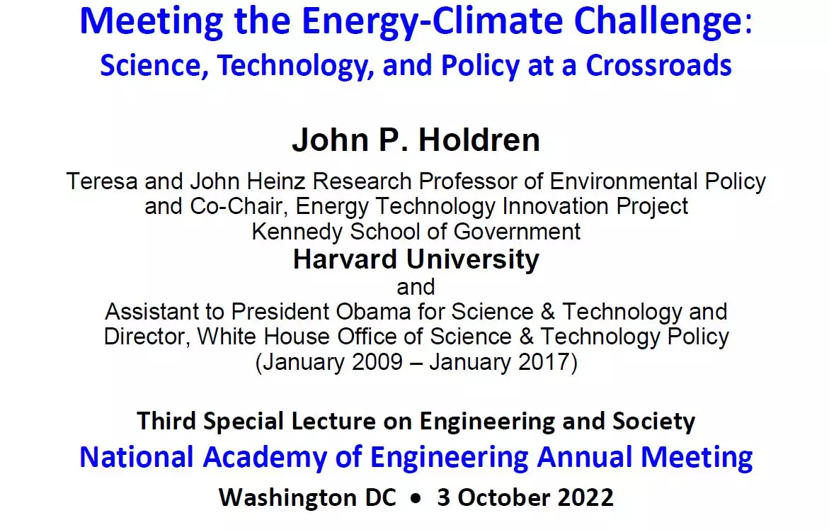 Special Lecture on Engineering and Society: Meeting the Energy-Climate Challenge - slides